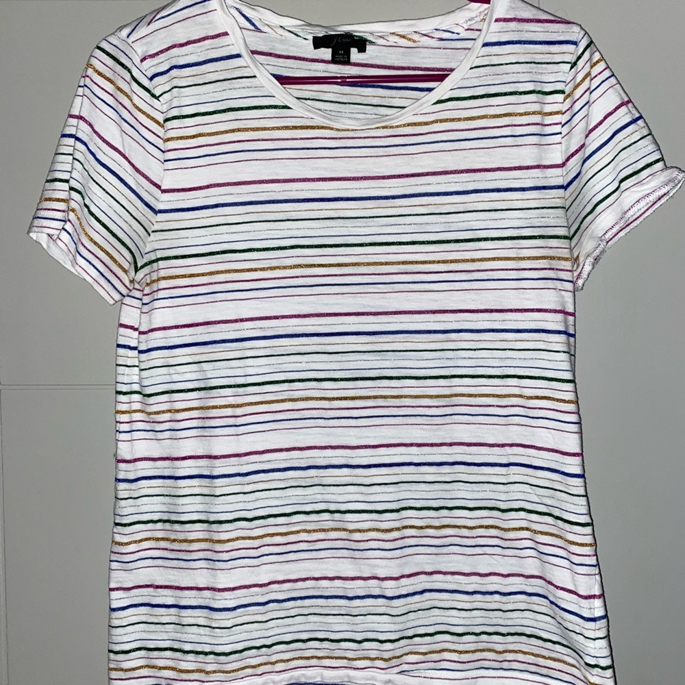 J Crew Sparkle Striped Basic T
